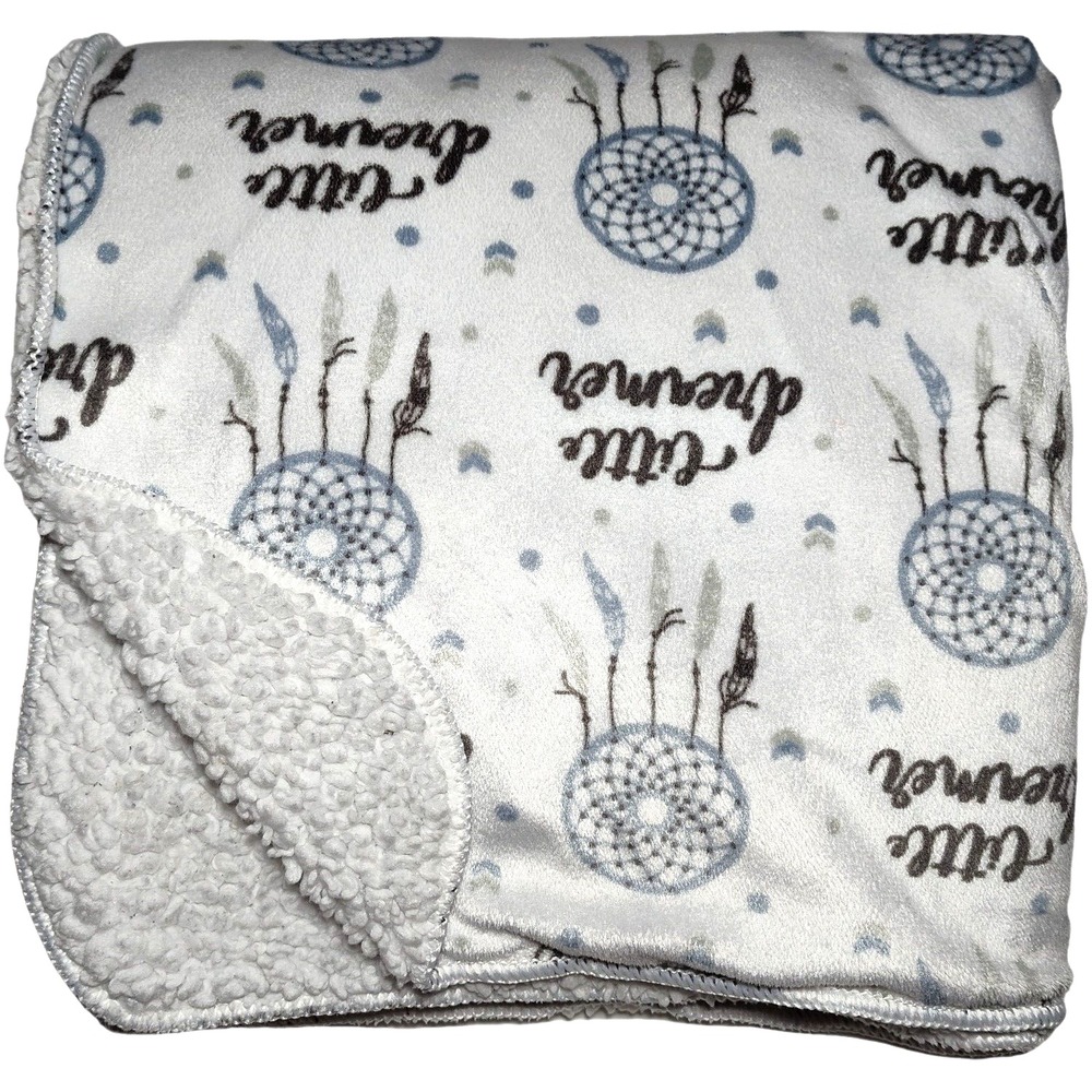 SL Home Fashions‎ Little Dreamer Dream Catcher Blue White Sherpa Baby Blanket